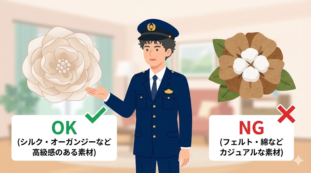 母親のコサージュ素材のマナー