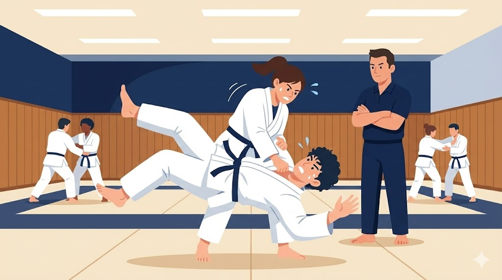 警察学校での術科訓練（柔道）