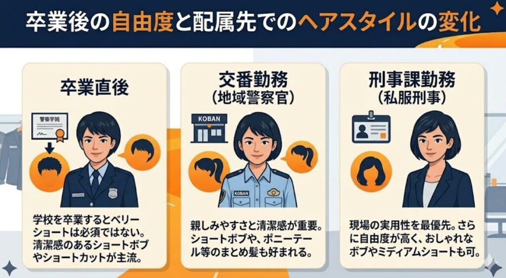 卒業後の自由度と配属先でのヘアスタイルの変化