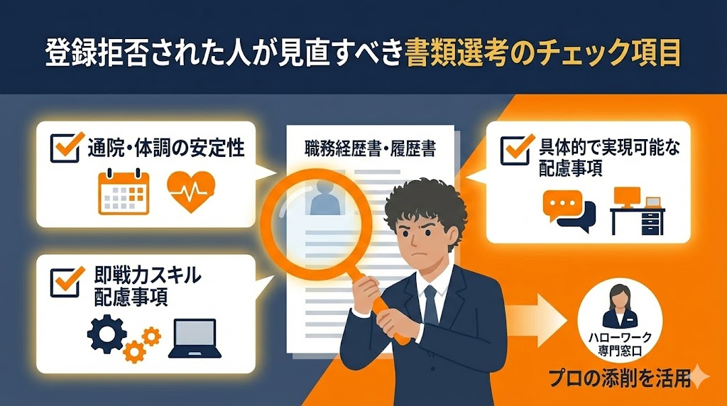 登録拒否された人が見直すべき書類選考のチェック項目