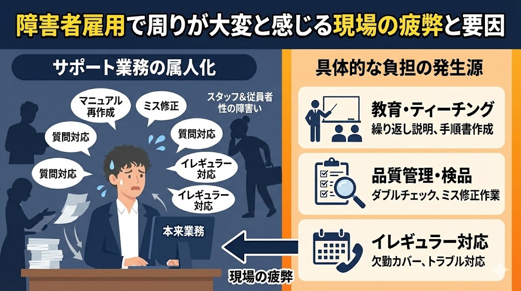 障害者雇用で周りが大変と感じる現場の疲弊と要因
