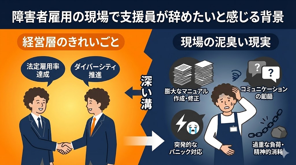 障害者雇用の現場で支援員が辞めたいと感じる背景