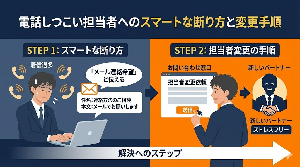 電話しつこい担当者へのスマートな断り方と変更手順