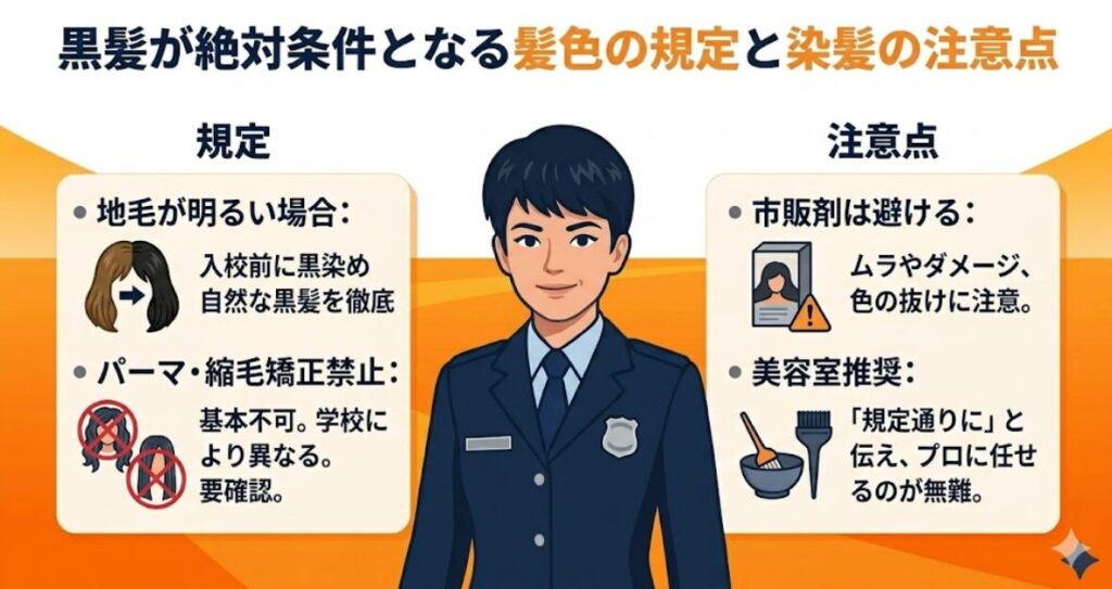 黒髪が絶対条件となる髪色の規定と染髪の注意点