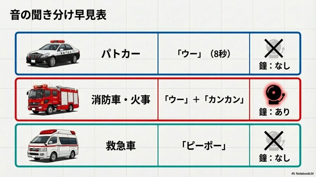 初心者でも迷わない緊急車両の音の聞き分け方
