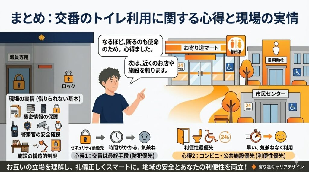 まとめ：交番のトイレ利用に関する心得と現場の実情