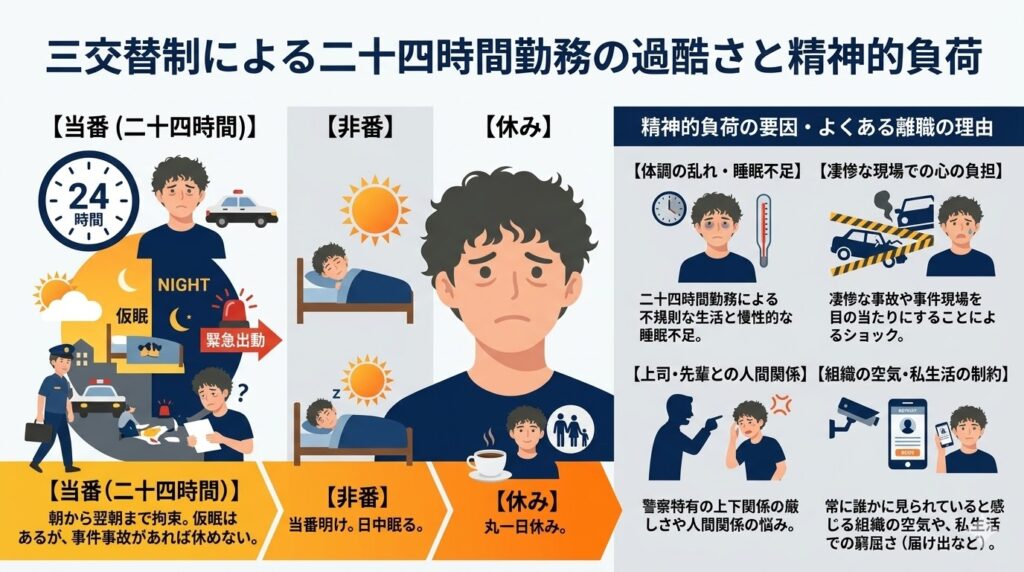 三交替制による二十四時間勤務と精神的負荷の実態