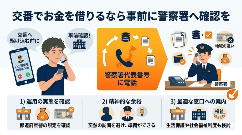交番でお金を借りるなら事前に警察署へ確認を