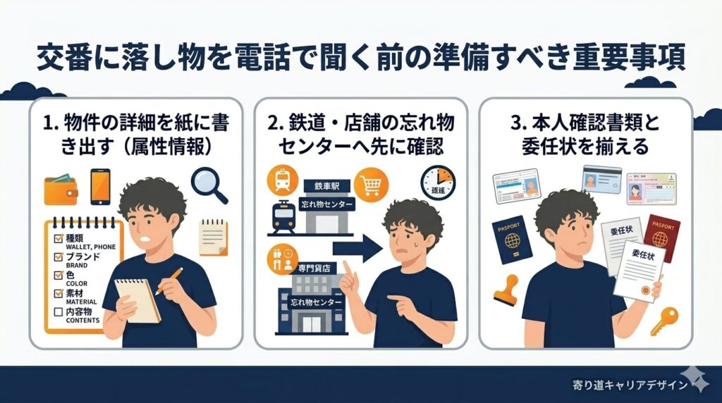 交番に落し物を電話で聞く前に準備すべき重要事項