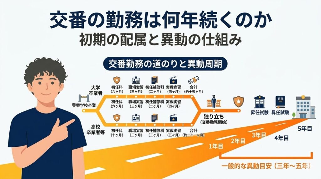 交番の勤務は何年続くのか初期の配属と異動の仕組み