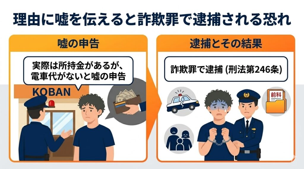 理由に嘘を伝えると詐欺罪で逮捕される恐れ