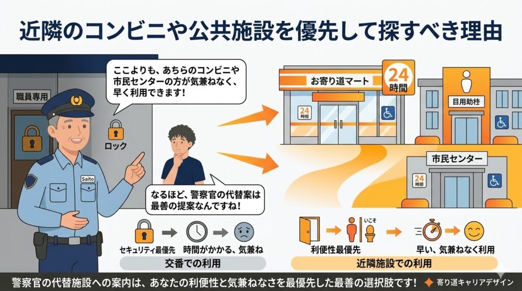 近隣のコンビニや公共施設を優先して探すべき理由