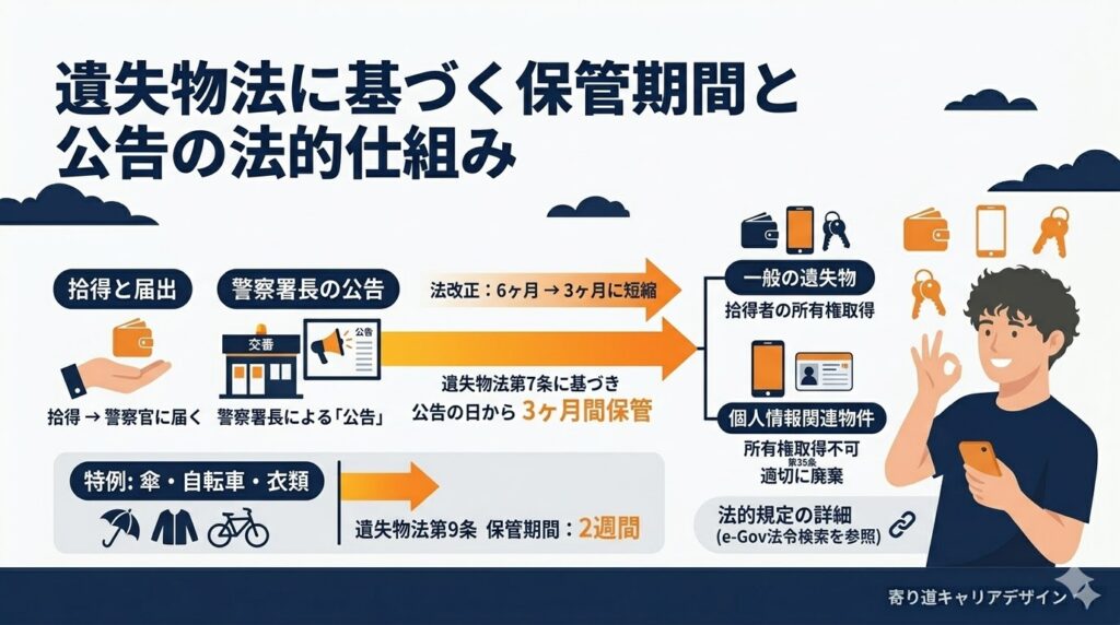 遺失物法に基づく保管期間と公告の法的仕組み