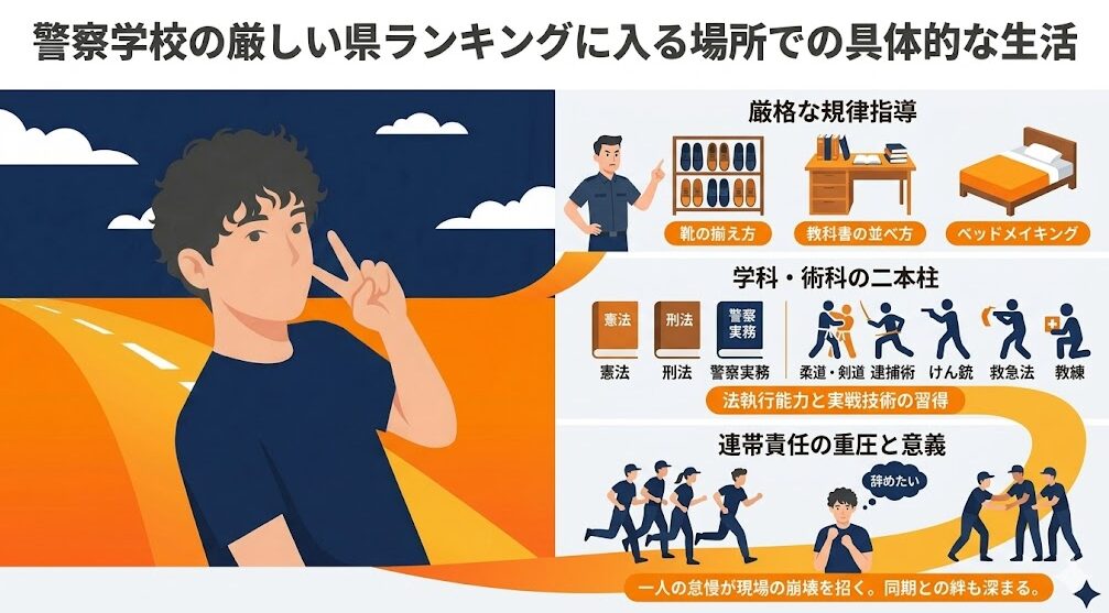 警察学校の厳しい県ランキングに入る場所での具体的な生活 